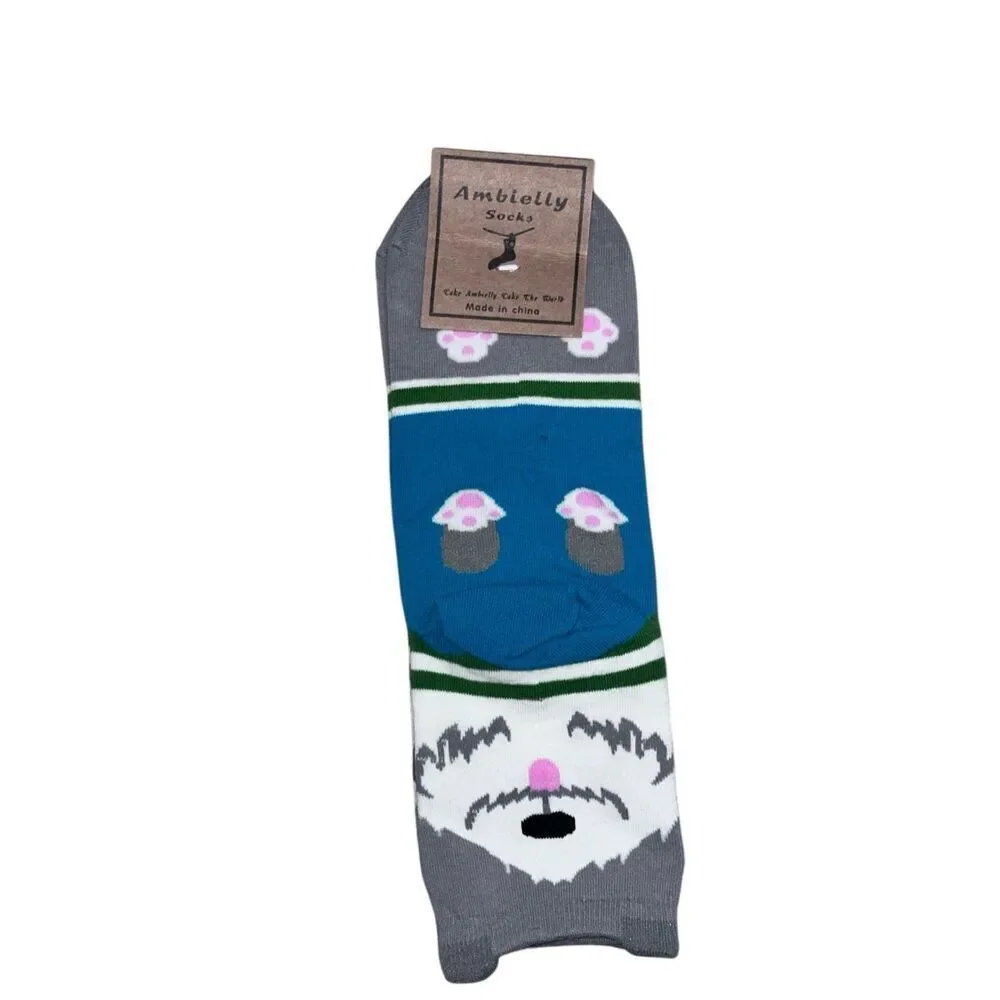 NEW WITH TAGS Cute Dog Cartoon Novelty Animal Print Crew Socks Women Size one si